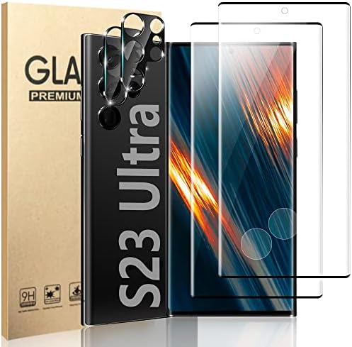 AFSKU [2+2 חבילה] Galaxy S23 Ultra 5G מגן מסך, 9 שעות מזכוכית מזג עמידה בפני שריטות, תמיכה בטביעות אצבע קולי,